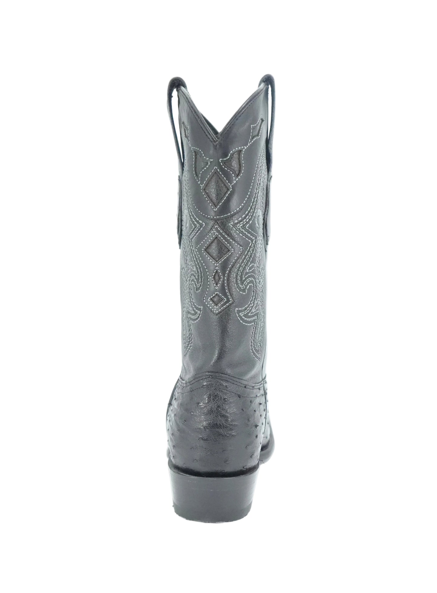 King Exotic Men's Ostrich Semi Round Toe Boot - Black