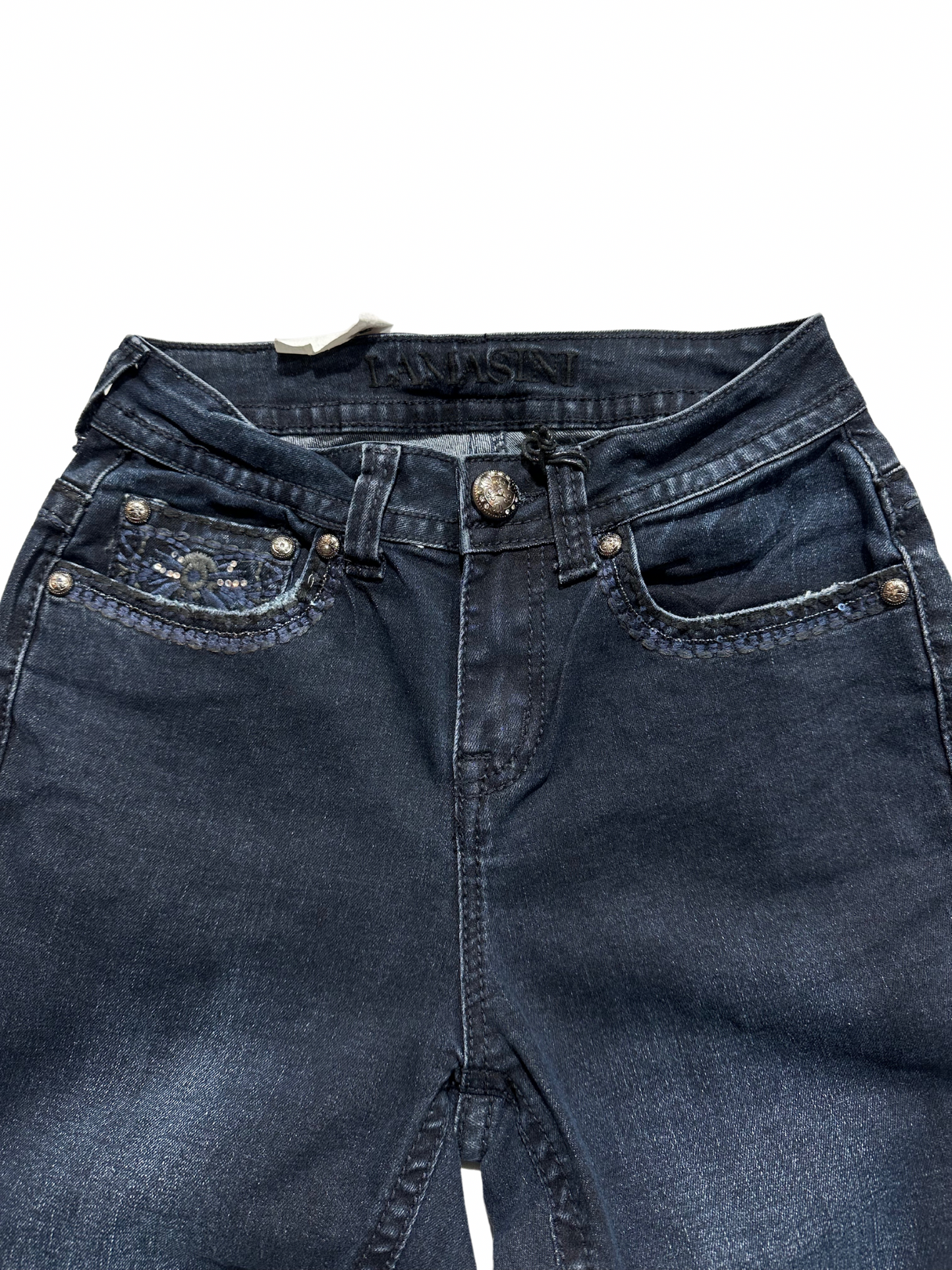 Lamasini Dark Blue Bling Star Pocket Bootcut Jean