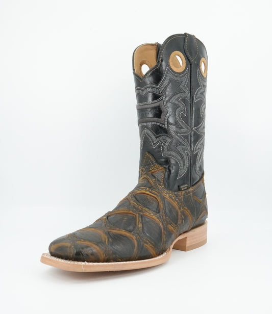 Reyme Men's Piraruco Print Black-Gold Wide Square Toe Boot