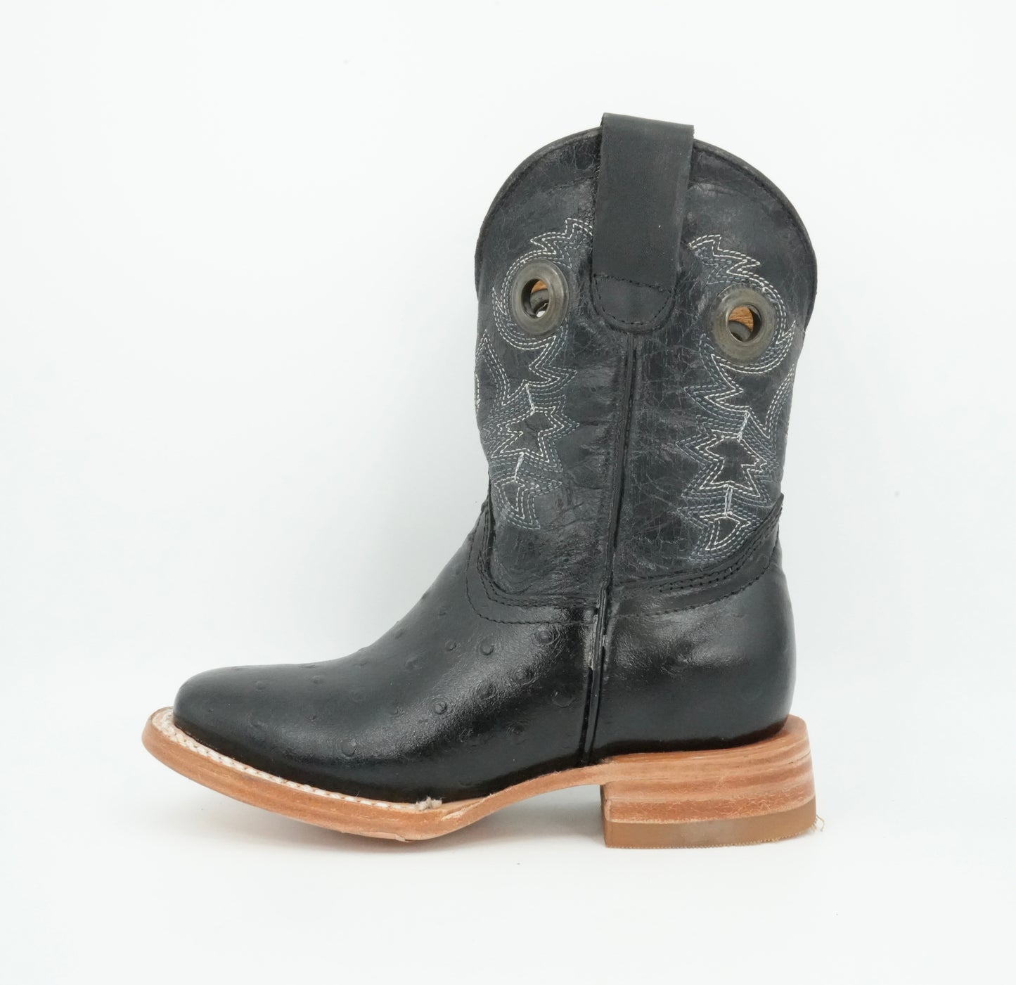 A&A Little Kid's Black Ostrich Print Boot