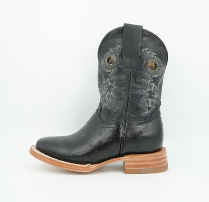 A&A Little Kid's Black Ostrich Print Boot