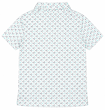 Panhandle Slim Boy's Aztec Motif Short Sleeve Polo - Ecru