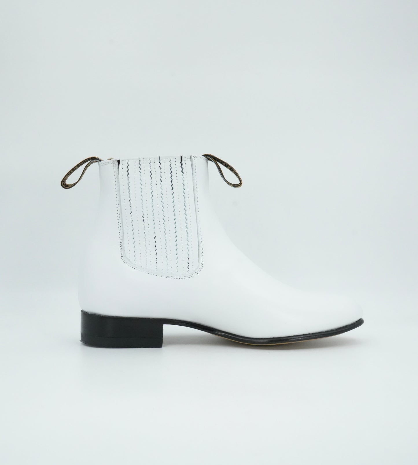 Besserro Kid's Leather Charro Short Boot - White