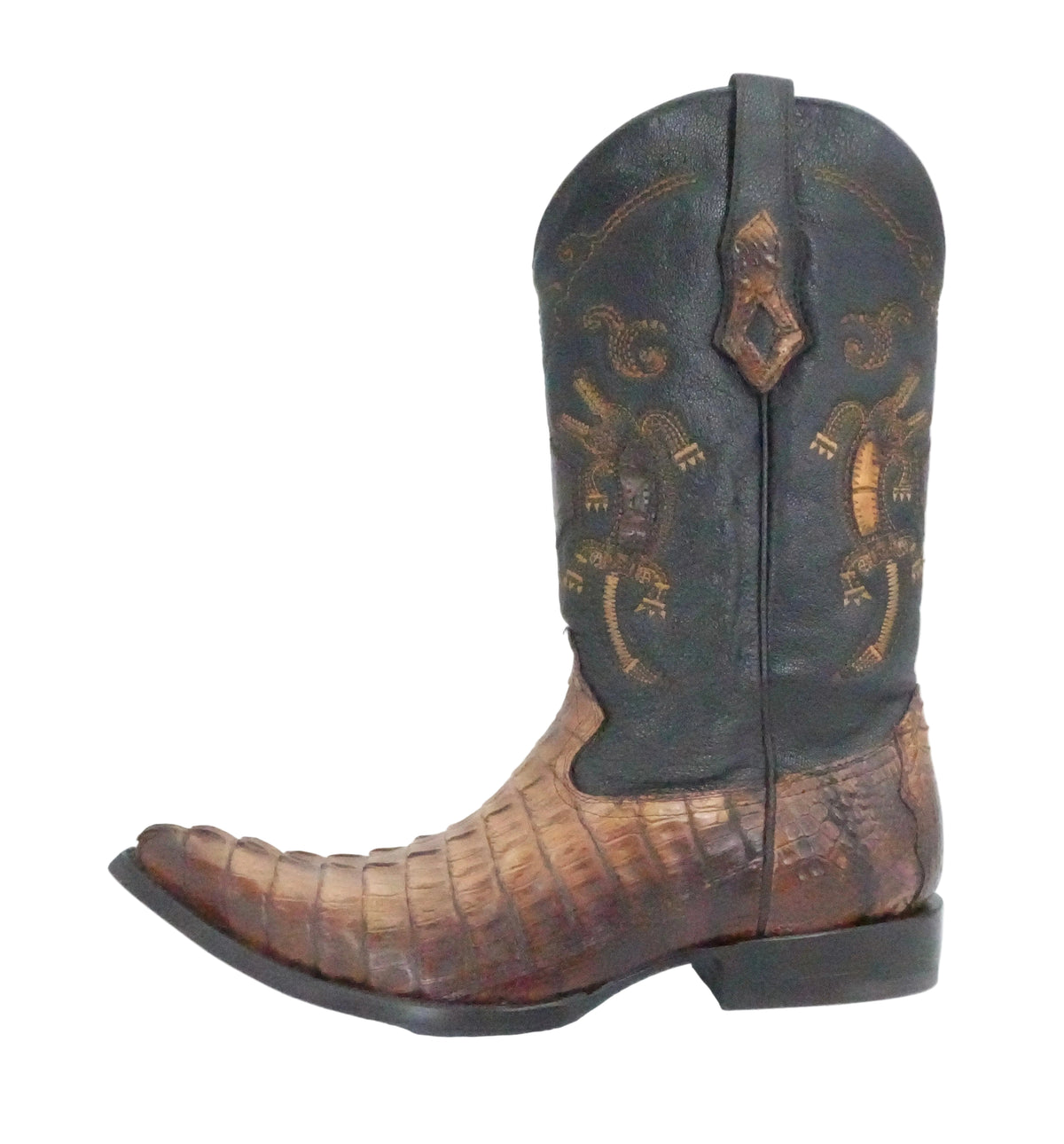 Cuadra Men's Genuine Caiman Tail Snip Toe Boot - Burnt Brown