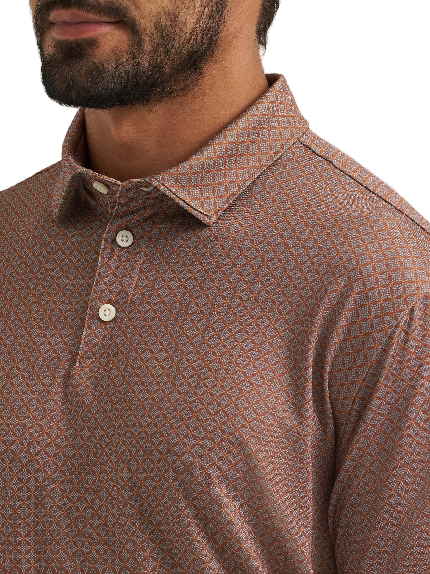 Wrangler Men's ATG Geometric Performance Polo - Brown