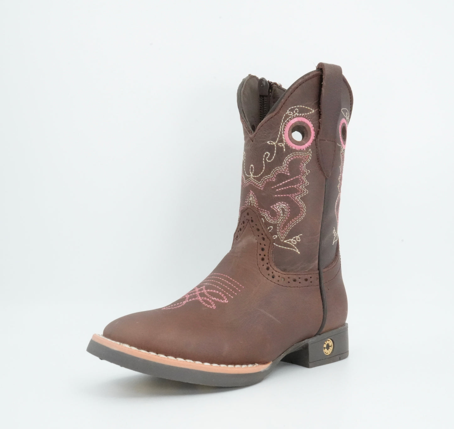 Black Stone Kid's Crazy Brown Pink Stitched Boots