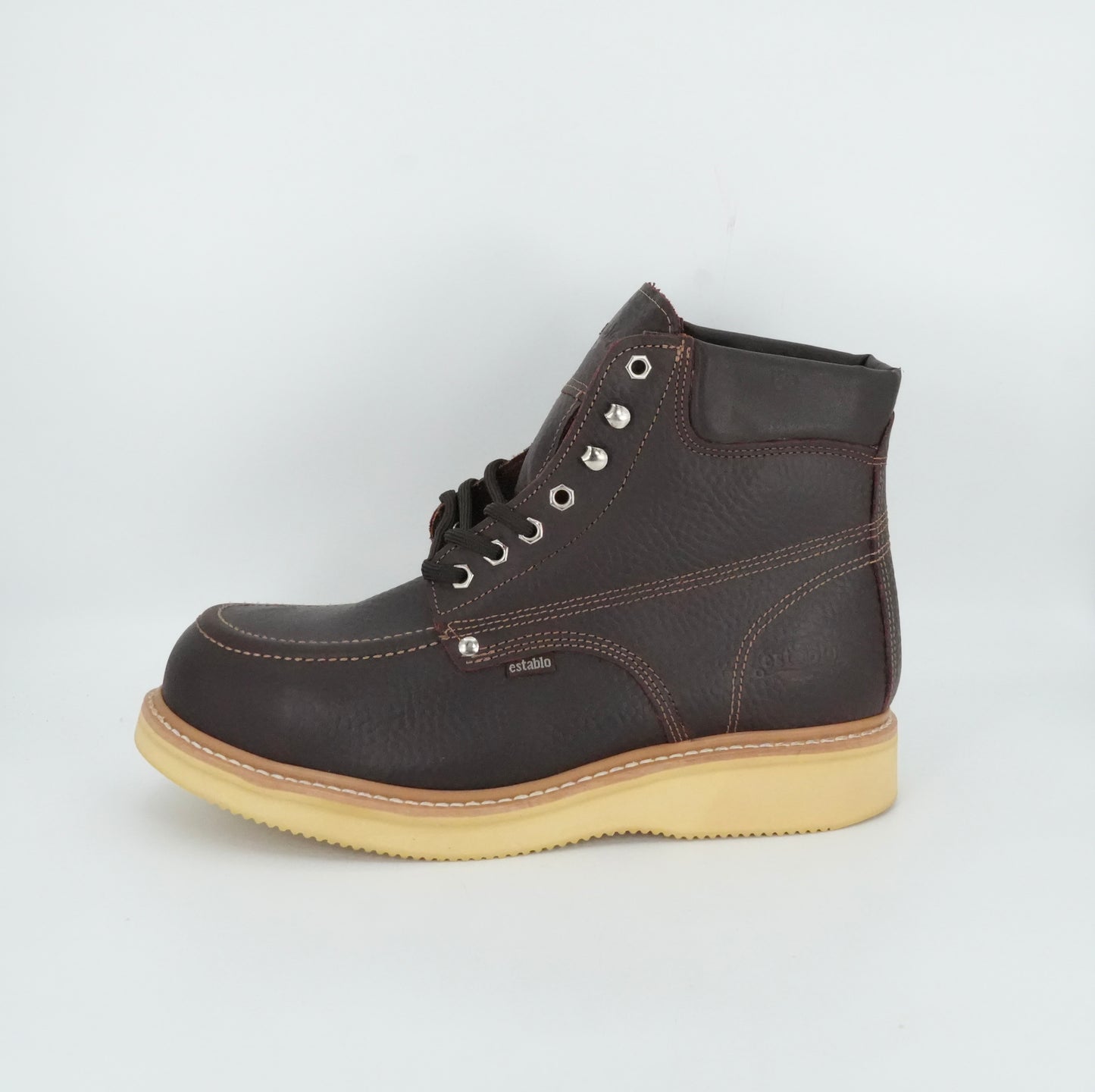 Establo Men's Leather Steel Toe Lace Up Work Boot - Shedron
