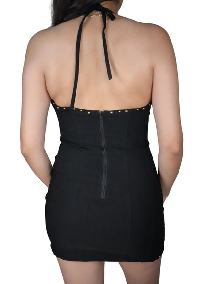 Women's Elsie Embroidered Western Mini Halter Dress - Black
