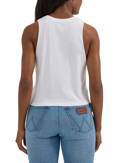Wrangler Women's Festival Crop Graphic Tank Top-White