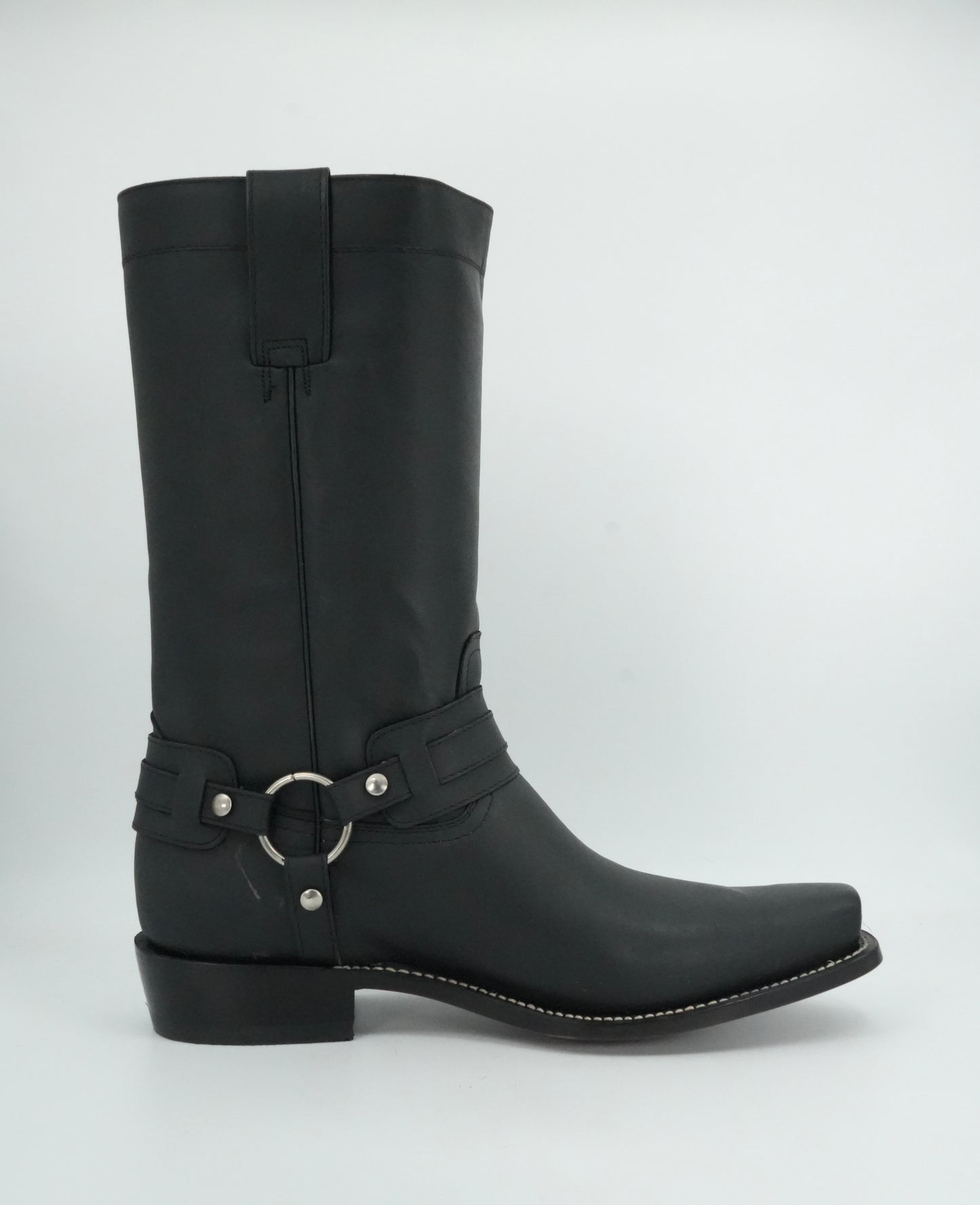 Indomable's Men's Black Leather Trompa De Puerco Narrow Square Toe Boot