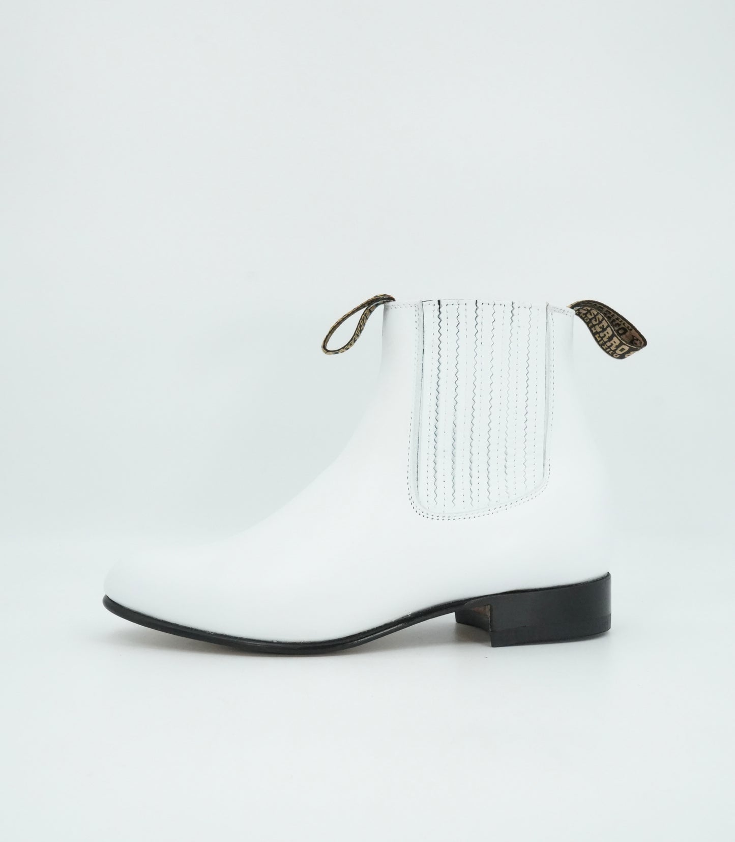 Besserro Kid's Leather Charro Short Boot - White