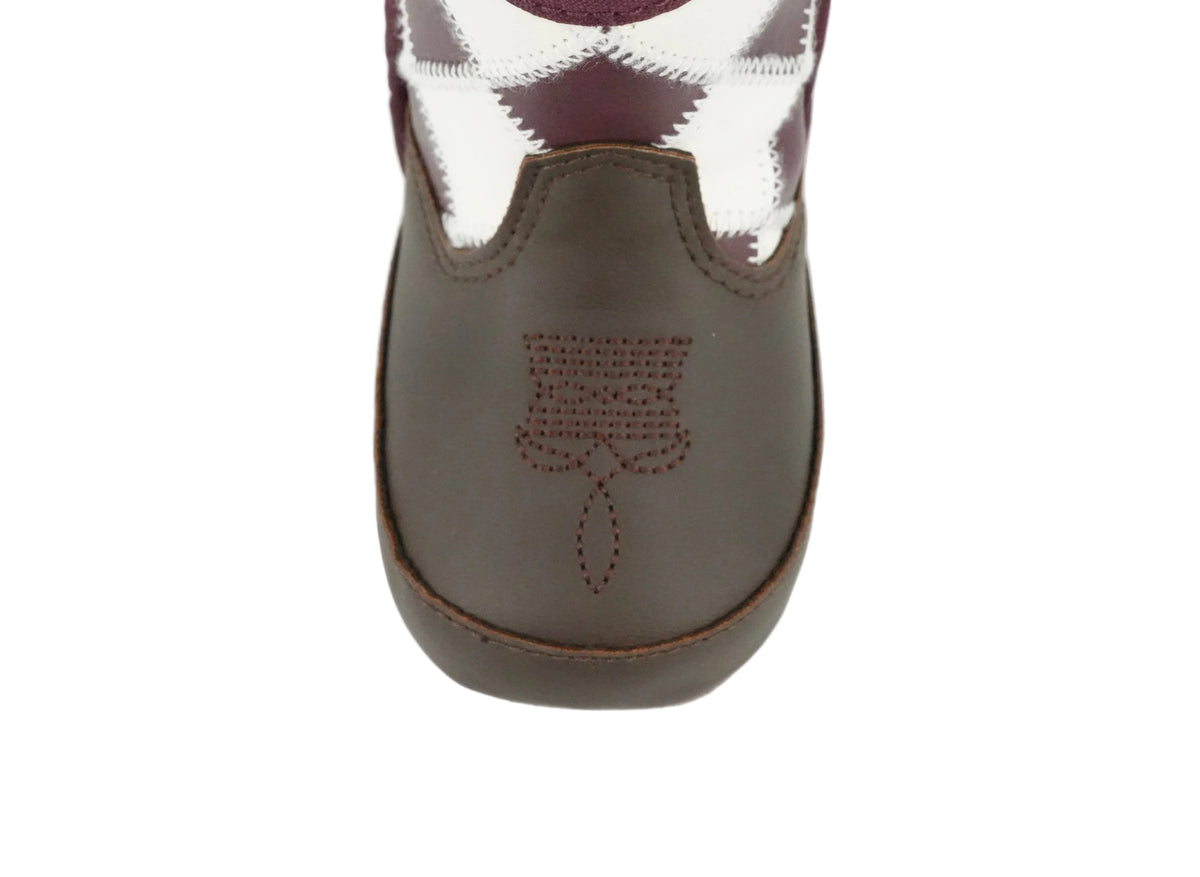 Twister Infant Braxton Checkered Chocolate Boot - Burgundy/White