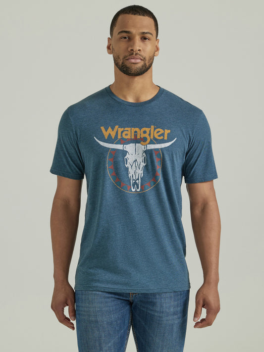 Wrangler Men's Short Sleeve Steerhead Logo Graphic T-Shirt Navy