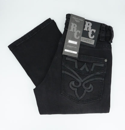 Rodeo Men's Stretch Fancy Black Slim Straight Jean