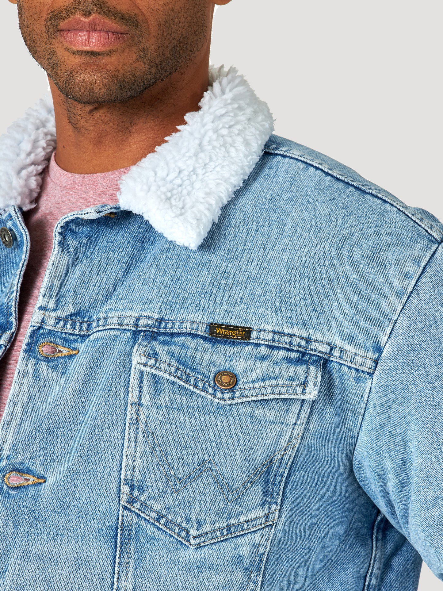 Wrangler Light Denim Western Sherpa Jacket