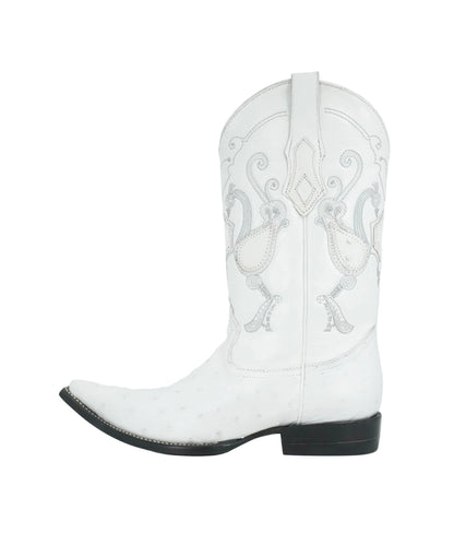 Cuadra Men's Genuine Ostrich Snip Toe Boot - White