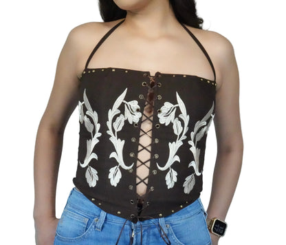 Women's Clementine Stretch Western Corset Top - Brown