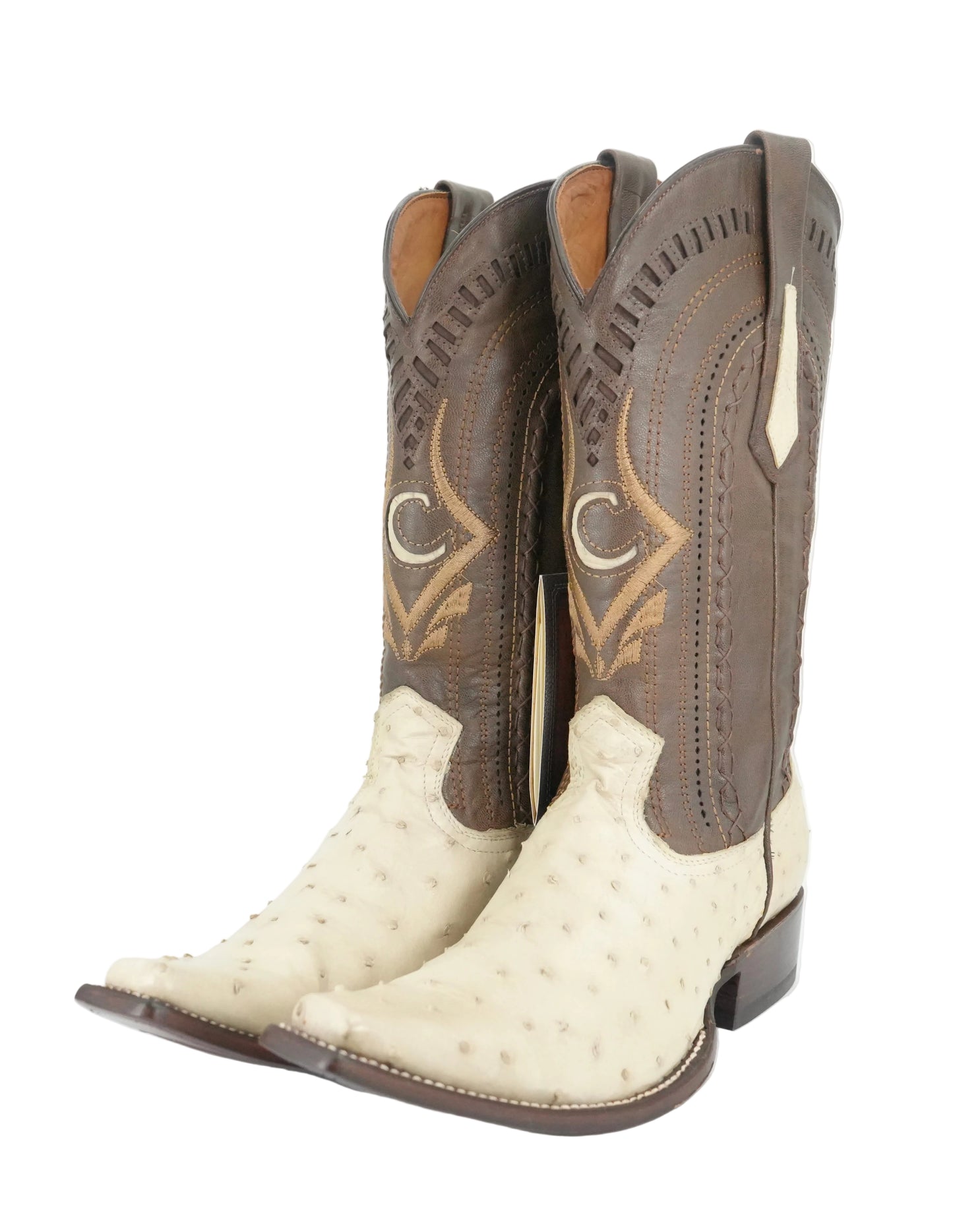 Cuadra Men's Genuine Ostrich Versache Toe Boot - Bone White