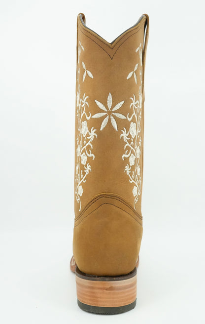 La Sierra Women's Tang Embroidered Floral Square Toe Boot