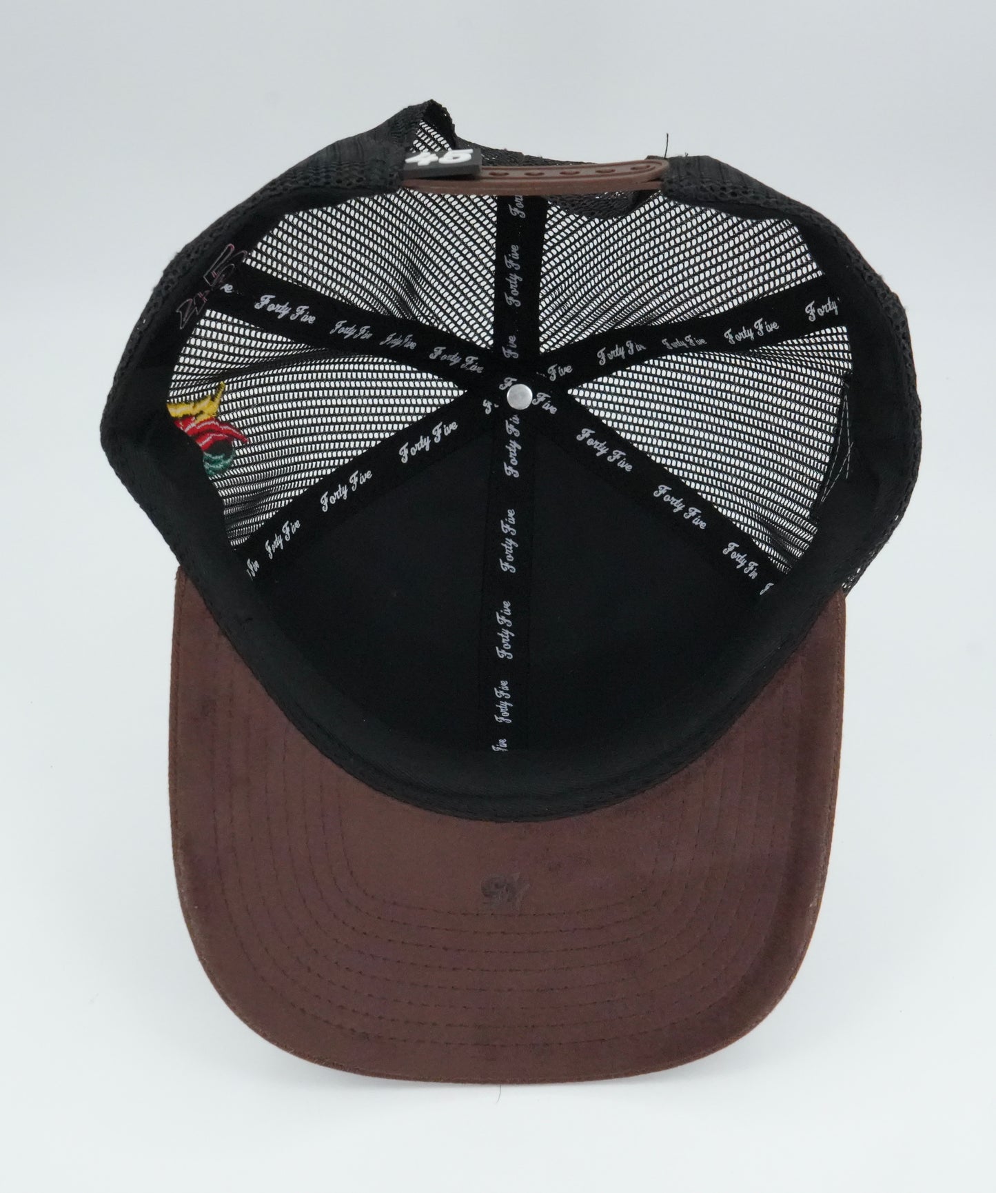 45 Cursive Trucker Cap- White/Chocolate