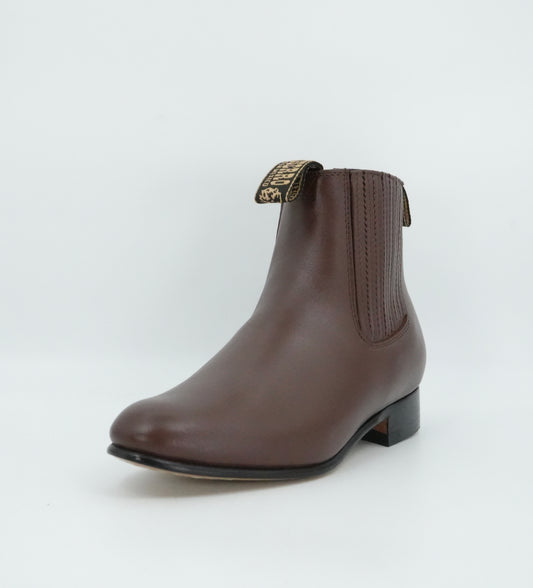 Besserro Kid's Leather Charro Short Boot - Brown
