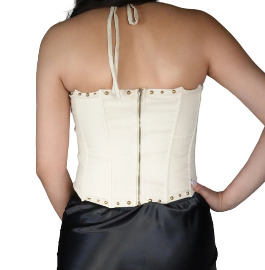 Women's Raelynn Embroidered Western Corset Top - Cream/Tan