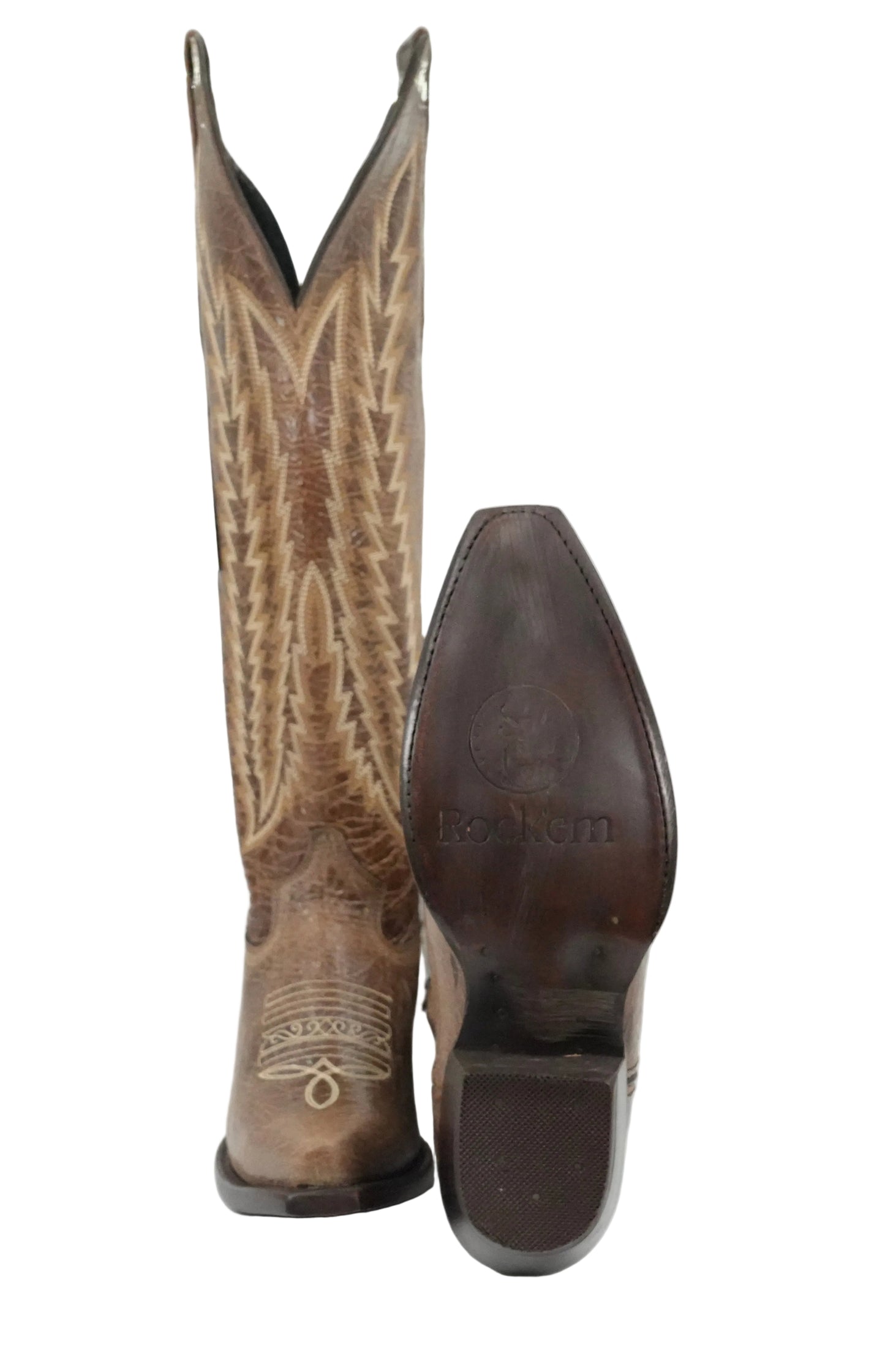 Rock'em Women's Gia Tall Wide Calf Snip Toe Boot - Rustic Brown