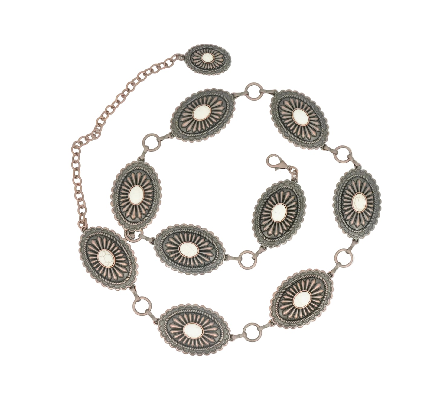 Ariat Women's Belt Oval Concho Chain - Copper White
