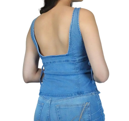 Blue B Women's Square Neck Denim Tank Top - Medium Blue