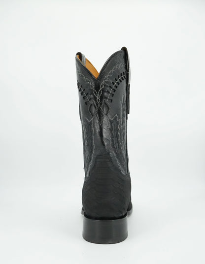 Hooch Men's Nobuck Black Python Print Square Toe Boot