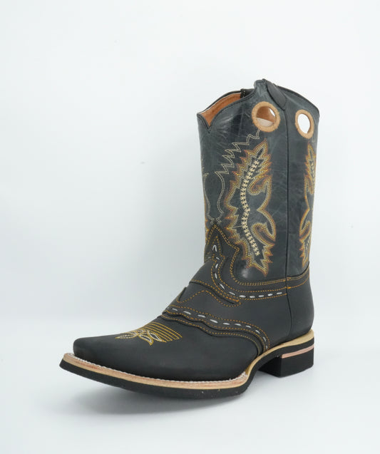 Potro Rebelde Men's Western Crazy Black Square Toe Boot
