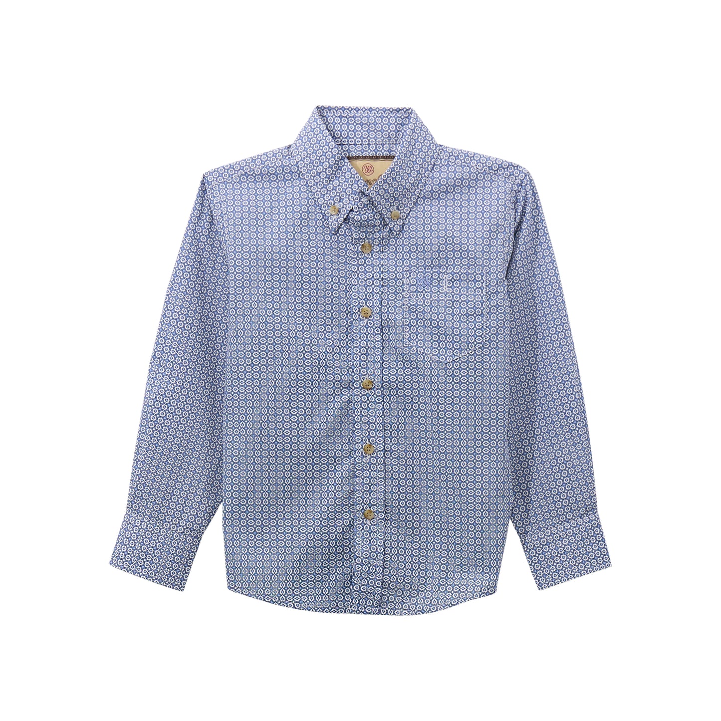 Wrangler Boy's Classic Button Down Long Sleeve Blue Shirt