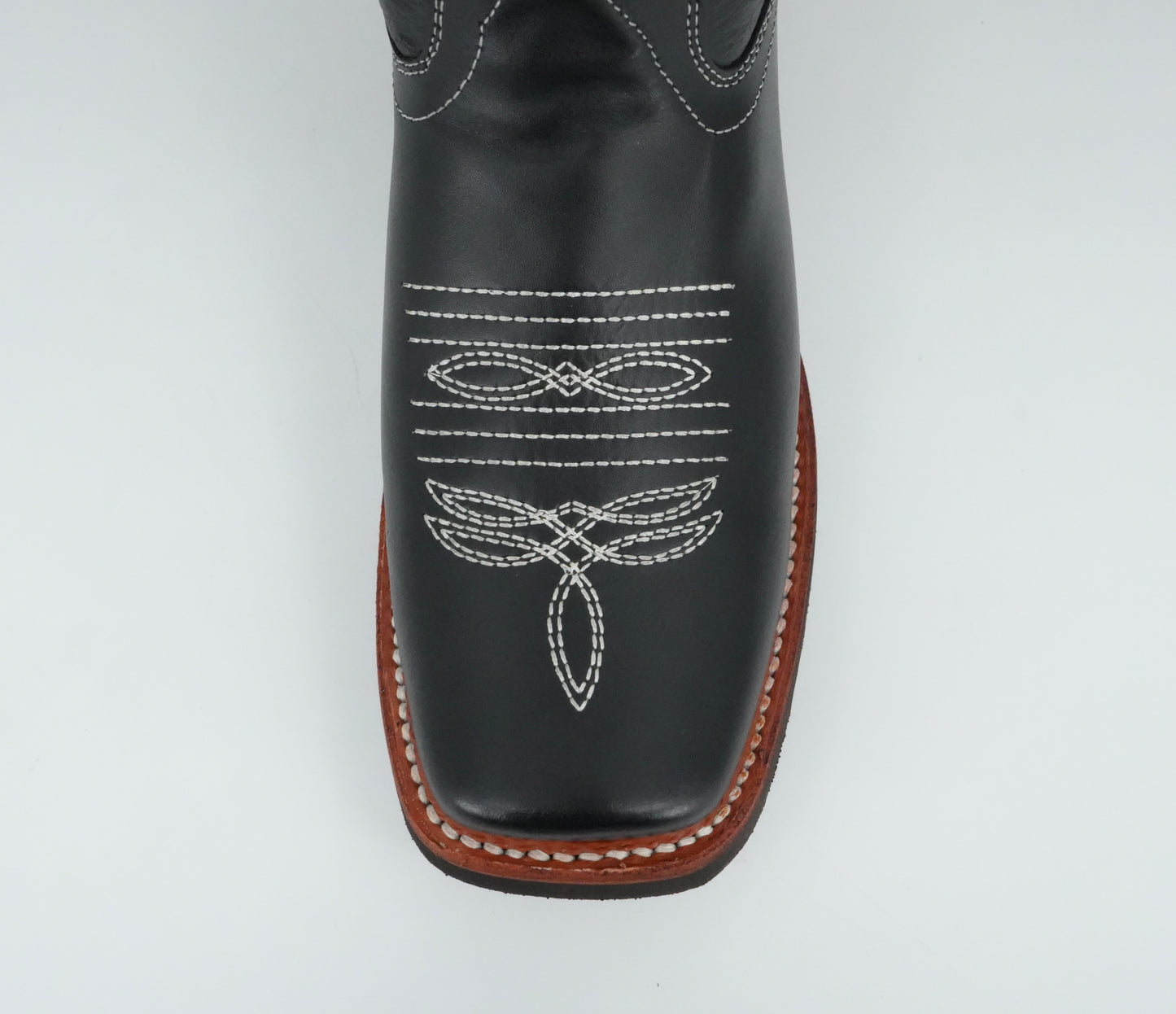 La Sierra Jr’s White Stitched Square Toe Boot - Black
