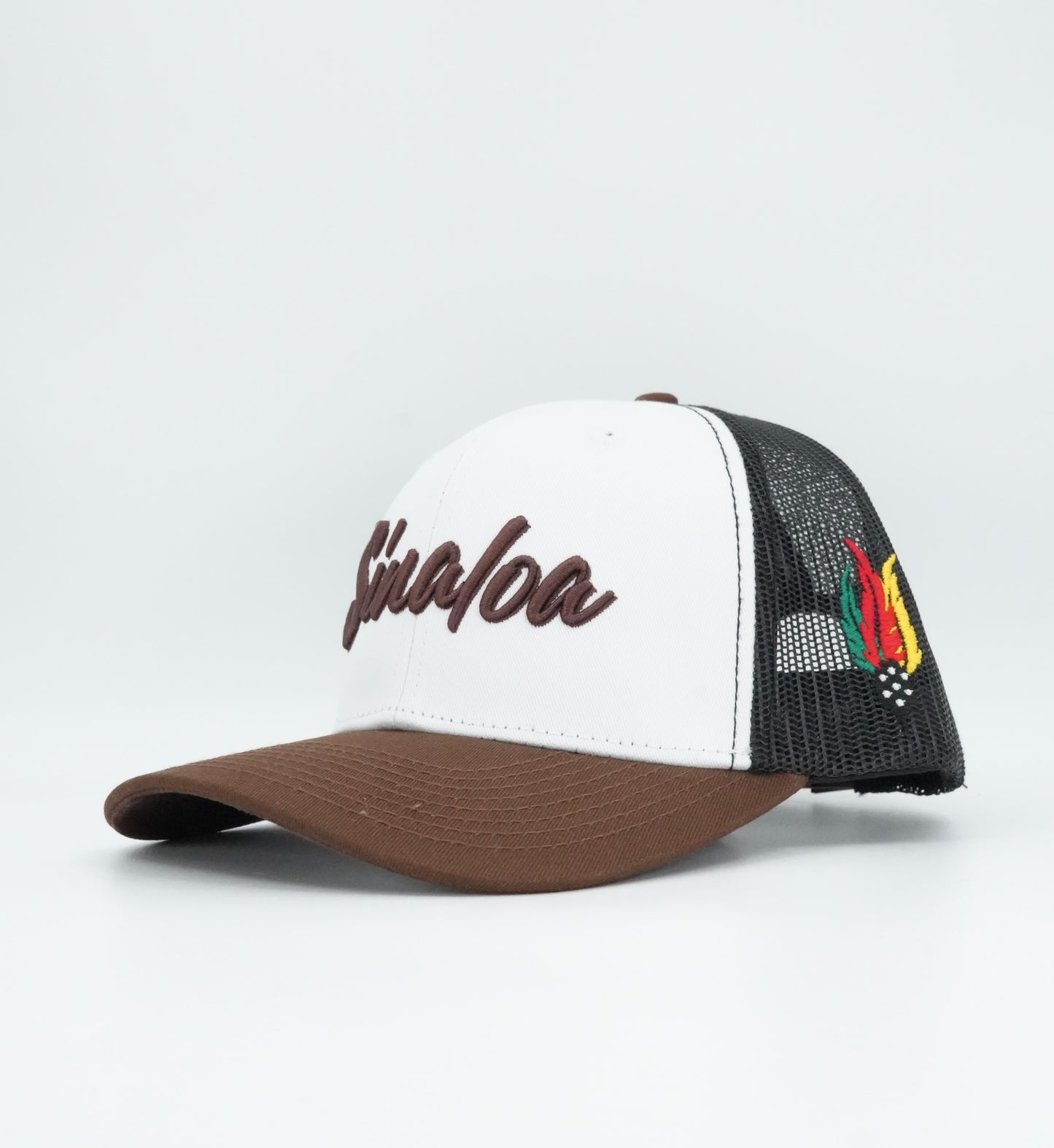 45 Cursive Trucker Cap- White/Chocolate