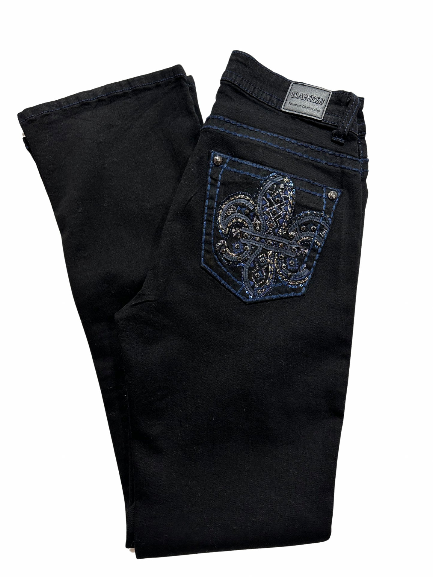 Danesi Black Bling Pocket Blue Bootcut Jean