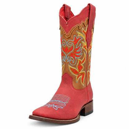 Los Altos Women's Boots Multi Color Stitch Work Boot - Red