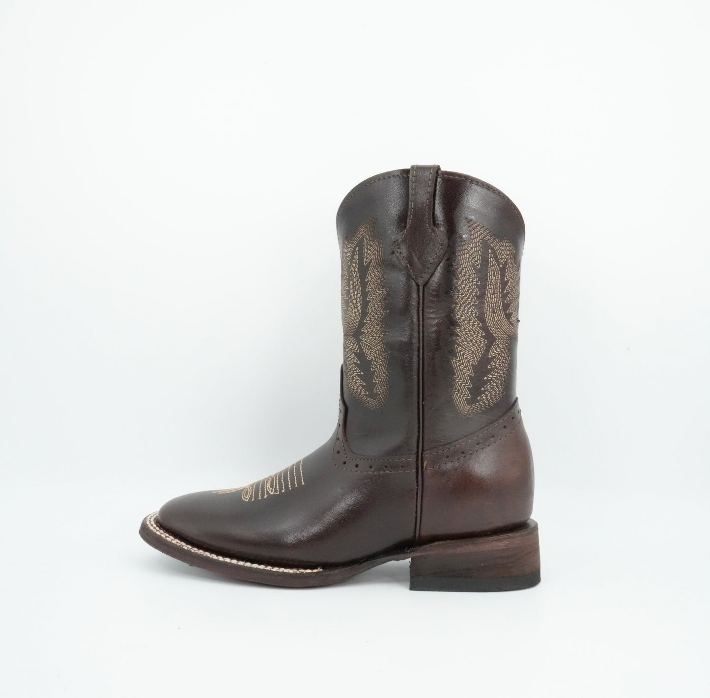 Quincy Kid's Leather Chocolate Square Toe Boot