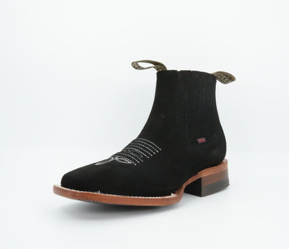 Besserro Jr’s Nobuck Black Square Toe Short Boot