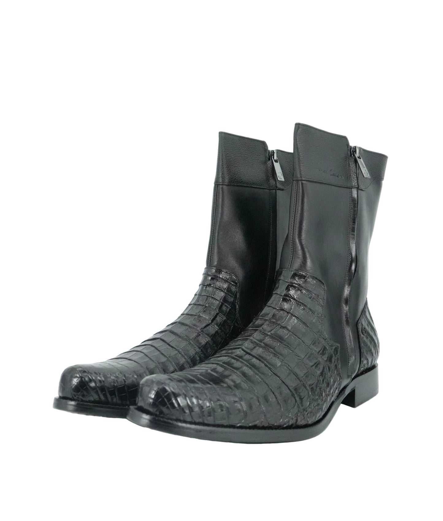 Cuadra Men's Genuine Caiman Belly Leather Short Boot - Black