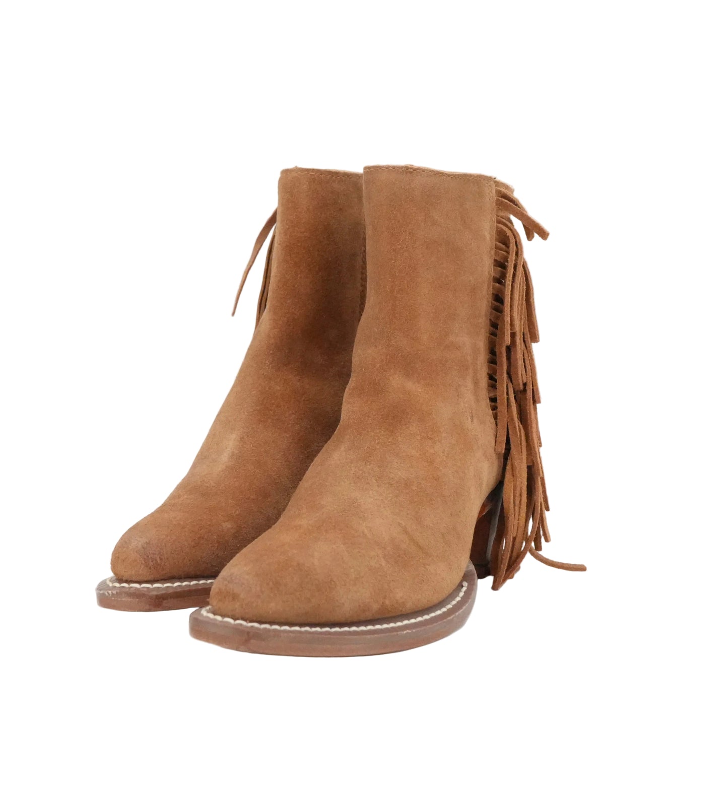 Justin Women's BEV Brown Suede Fringe Snip Toe Short Boot