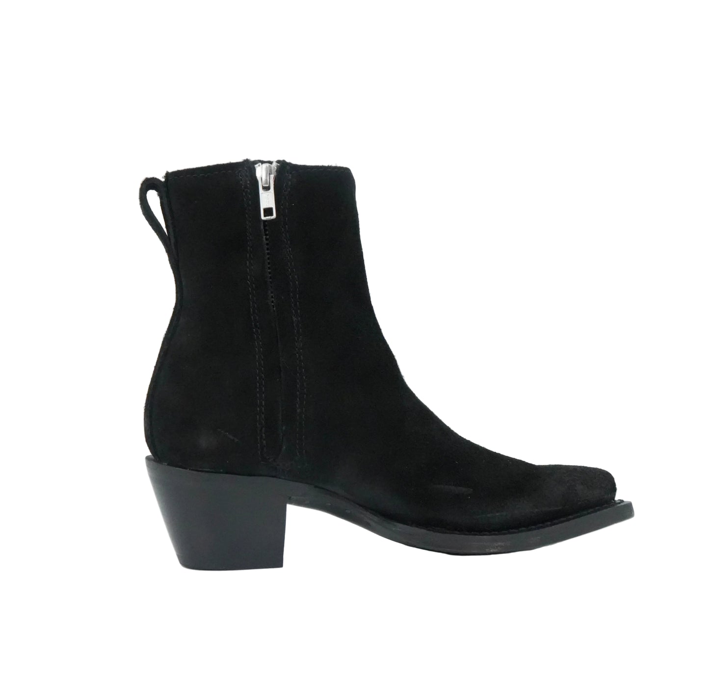 Justin Women's BEV Suede Fringe Snip Toe Short Boot - Black