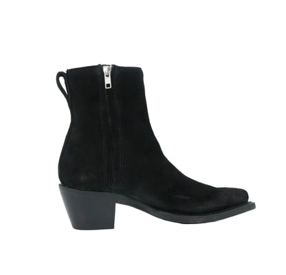Justin Women's BEV Suede Fringe Snip Toe Short Boot - Black