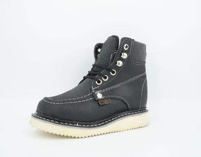 Hooch Kid's Work Boot Black Moc Toe Boot