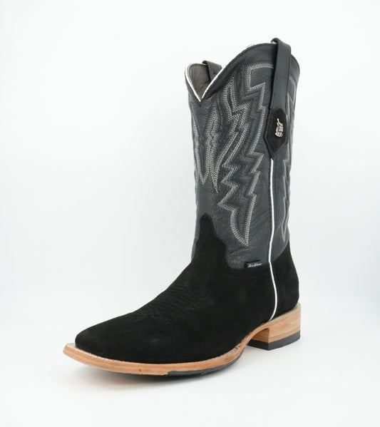 Rock'em Men's Roughout Black Wide Square Toe Boot