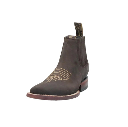Los Angeles Women’s Nobuck Wide Square Toe Short Boot - Brown