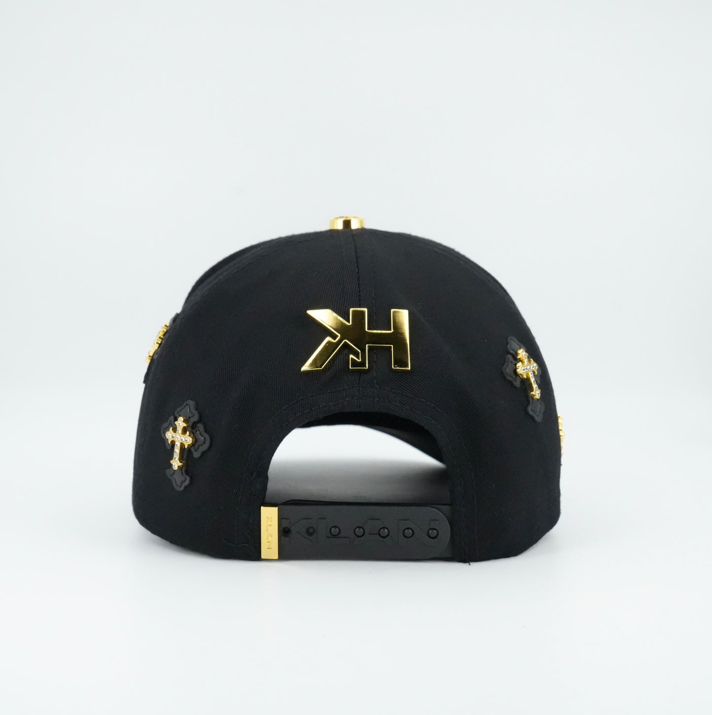 Kevin Hats LA Small Gold Cross Blings Black Cap