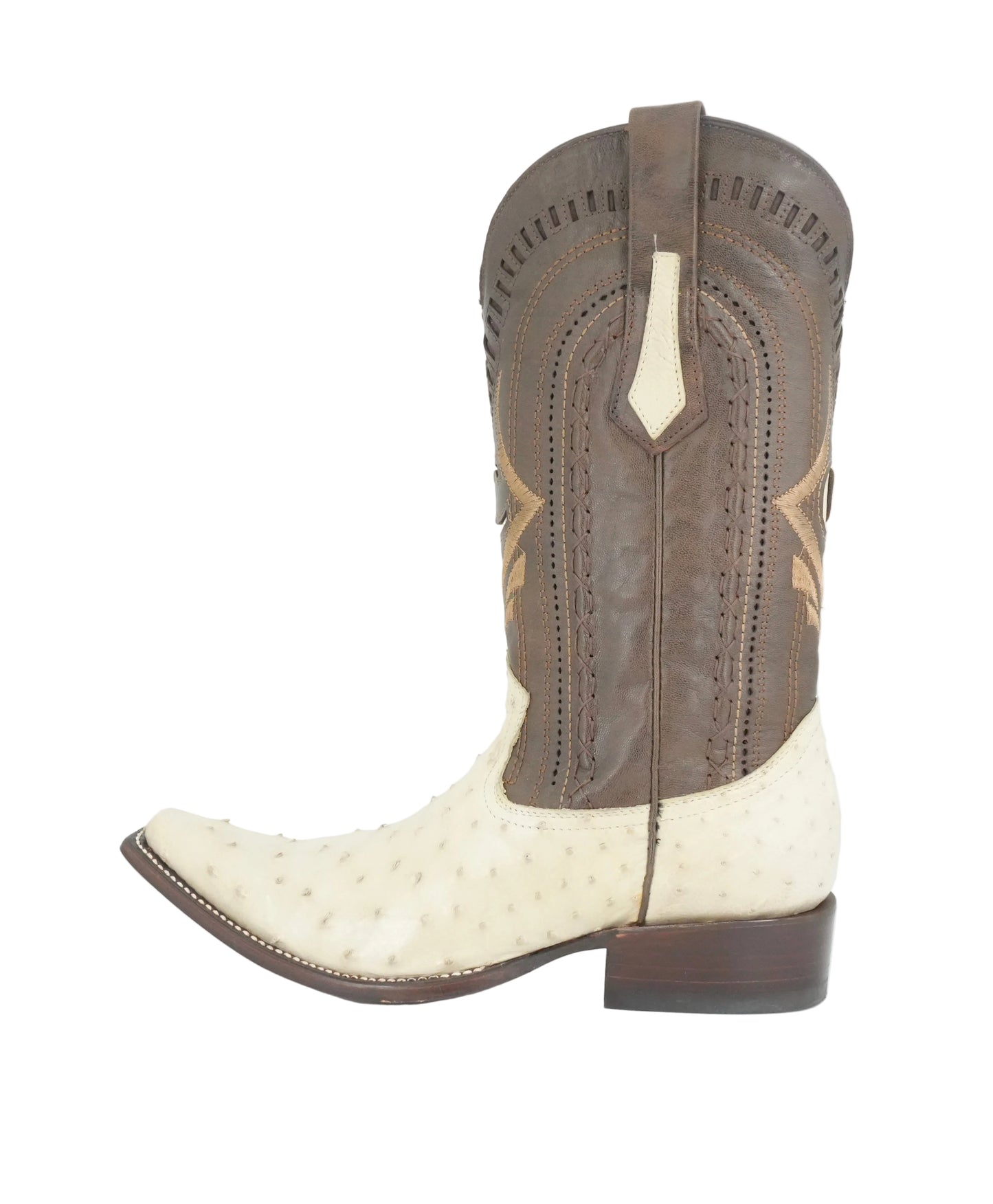 Cuadra Men's Genuine Ostrich Versache Toe Boot - Bone White