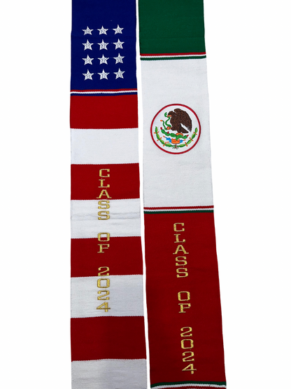 Graduation Stole Class of 2024 Mexican Serape USA/Mexico