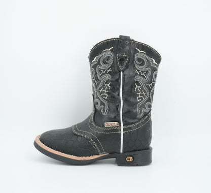 Chaparral Kid’s Python Print Square Toe Black Boot