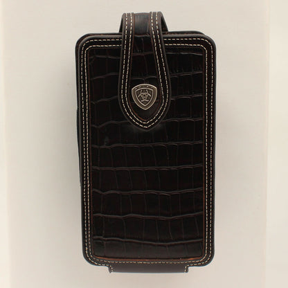 Ariat Imitation Caiman Large Cell Phone Case - Dark Brown